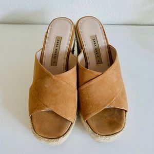Zara Suede Wedge Platform Sandals